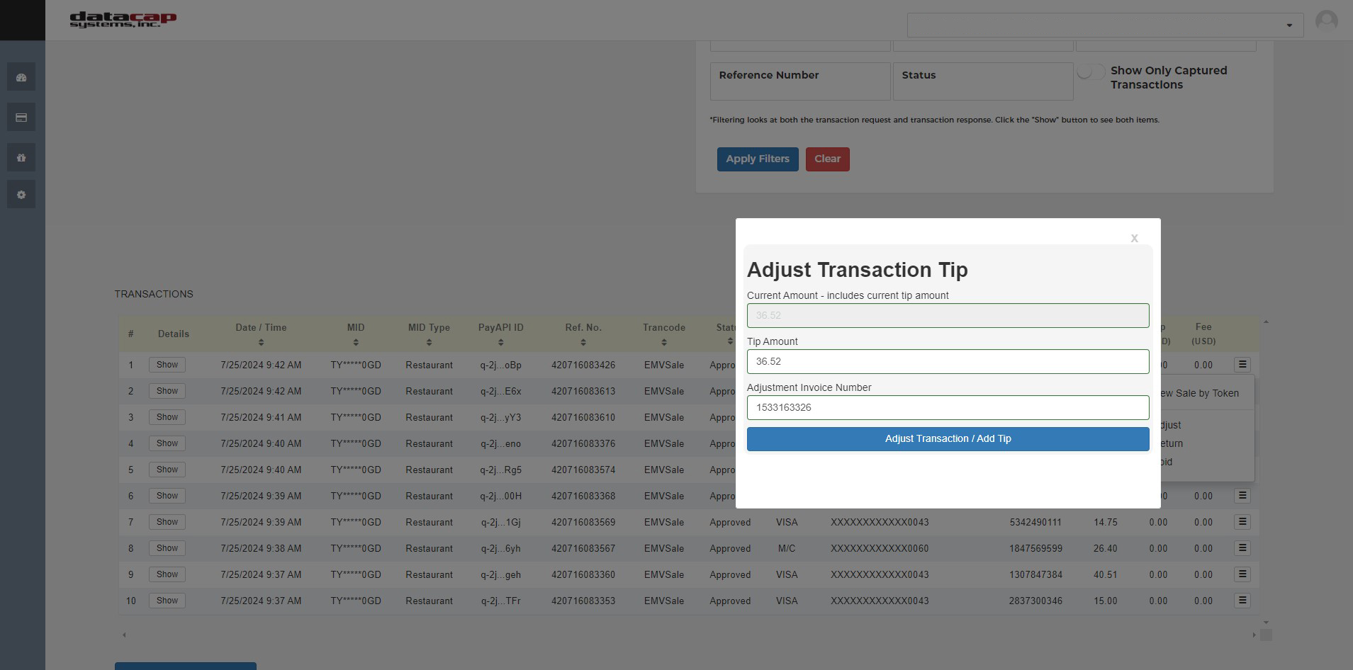 Adjust Transaction