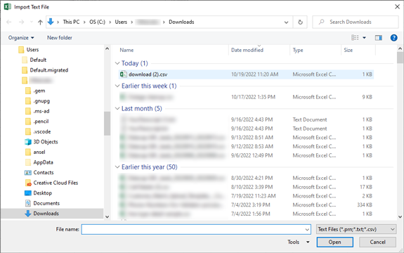 Select file in Windows