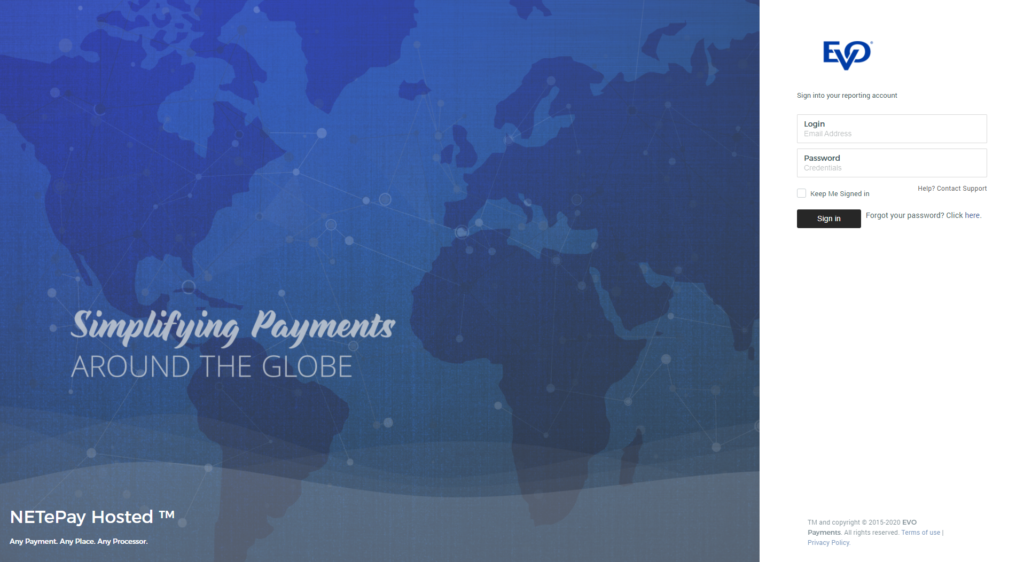 EVO Welcome Screen
