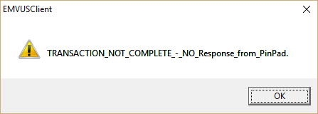 No Response from PIN Pad
