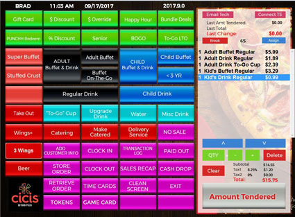 Datapoint POS in action at Cicis.