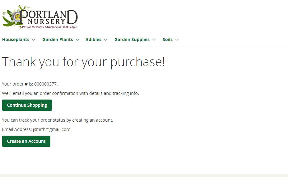 Portland Nursery Thank you