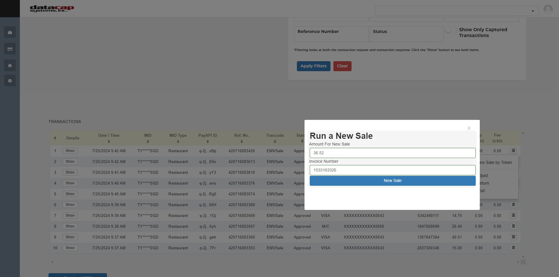 Run a new sale
