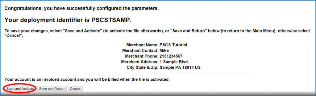 Save and Activate