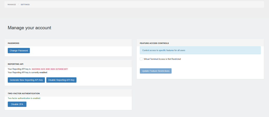 VT Access Settings