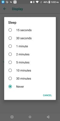 PAX Sleep settings