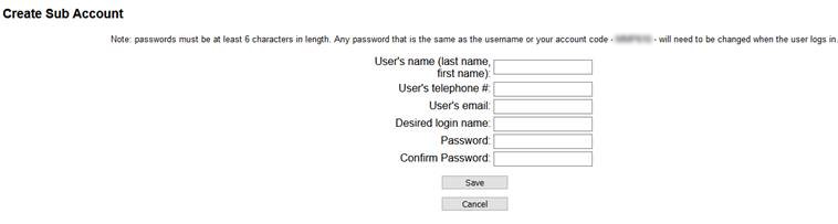 Sub Account Credentials